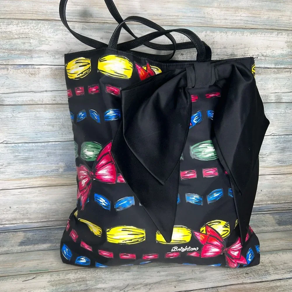 Brighton Tote Bag‎ Take a Beau Black Large Bow Shopper Handbag Purse